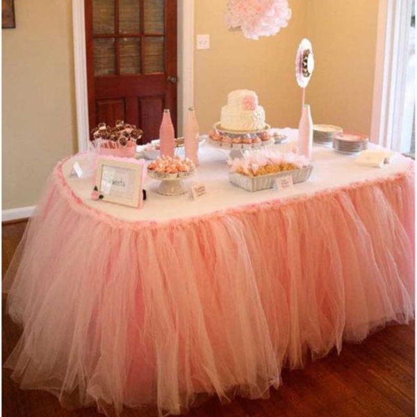 

tulle tutu table skirt chinlon tableware for wedding decoration baby shower party banquet wedding table skirting home textile