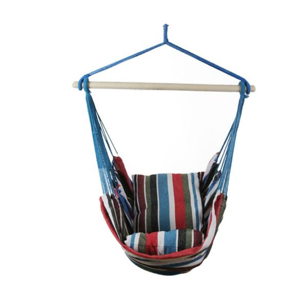 

t dormitory leisure hammock single-person kids swing garden hanging chair with 2 pillows + 80cm wooden bar rocking chair