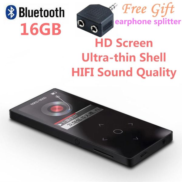 

bluetooth4.1 mp3 music player 16g touch key lossless sound quality ultra-thin metal case 1.8inch hd screen with fm