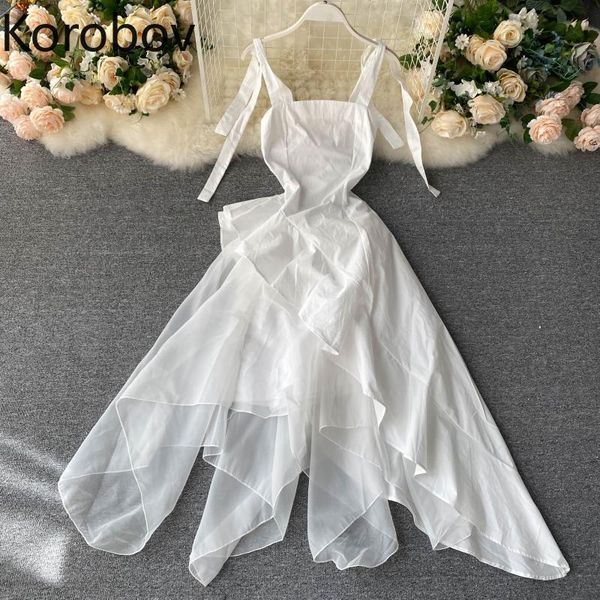 

korobov elegant korean summer women dress 2020 new arrival spaghetti strap lacing bow white dresses bohemian casual vestidos, Black;gray