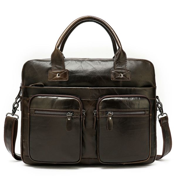 

100% genuine leather bag for men's briefcase office lapbag a4 lawyer portfolio bags leather male cartable computer 8380