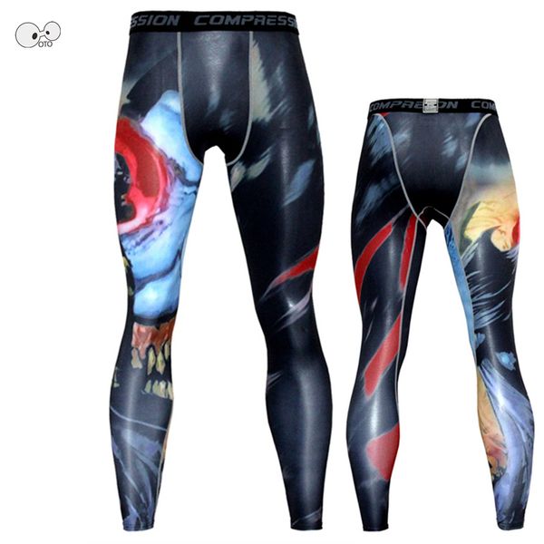 

new men compression skin tights leggings 3d running jogging gym fitness pants training crossfit bodybuilding trousers male, Black;blue