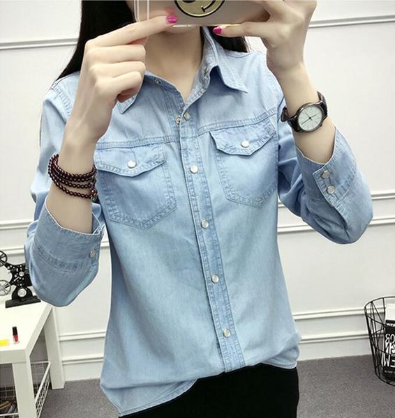blusas denim mujer