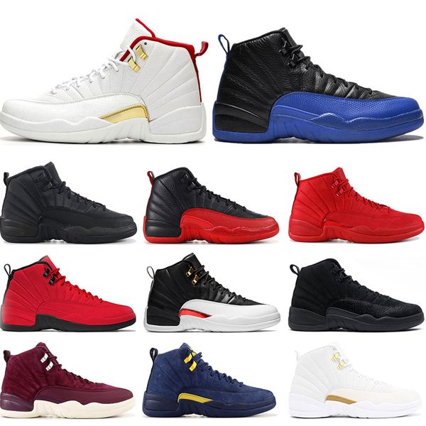 

mens 12s basketball shoes fiba game royal winterize gym red michigan bordeaux 12 the master flu game taxi sports sneaker trainers size 7-13