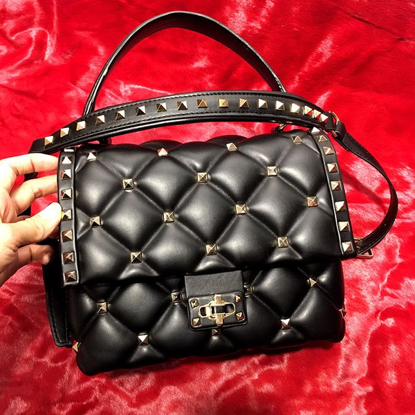 

women sheepskin leather handbags genuine leather shoulder bags rivet messenger bags