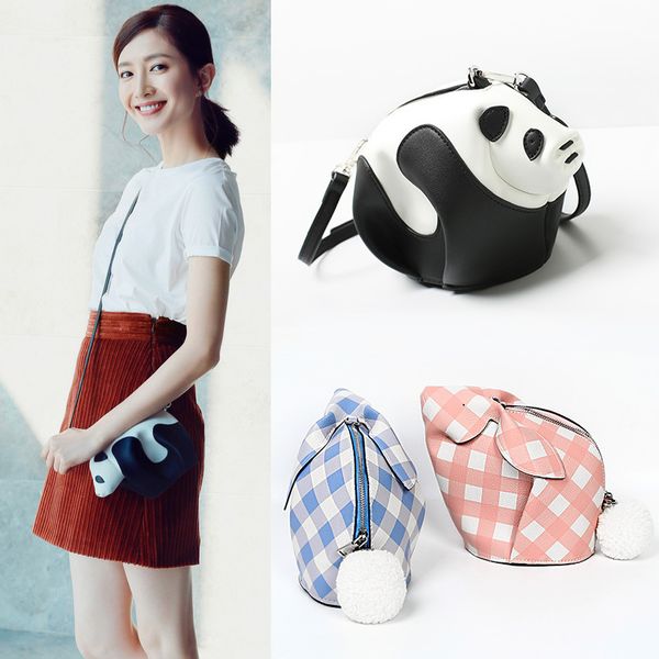 

panda panda tide leather bag with star song ximing rabbit animal models ms. shoulder bag messenger packet