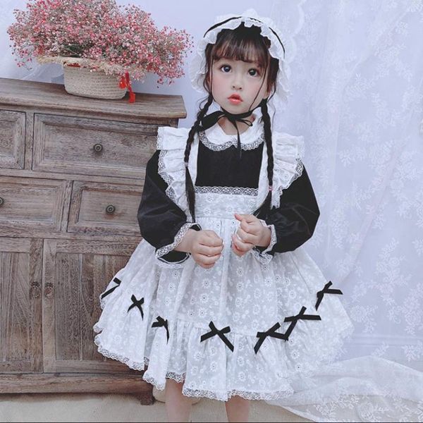 

baby girl clothes spanish retro lolita princess dress lace mesh stitching dress for girls birthday party vestidos y2927, Red;yellow