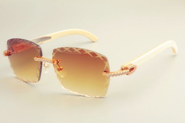 

2019 engraving lens 8300177 sunglasses fashion small diamond sun visor natural white horn sunglasses lens thickness 3.0, White;black