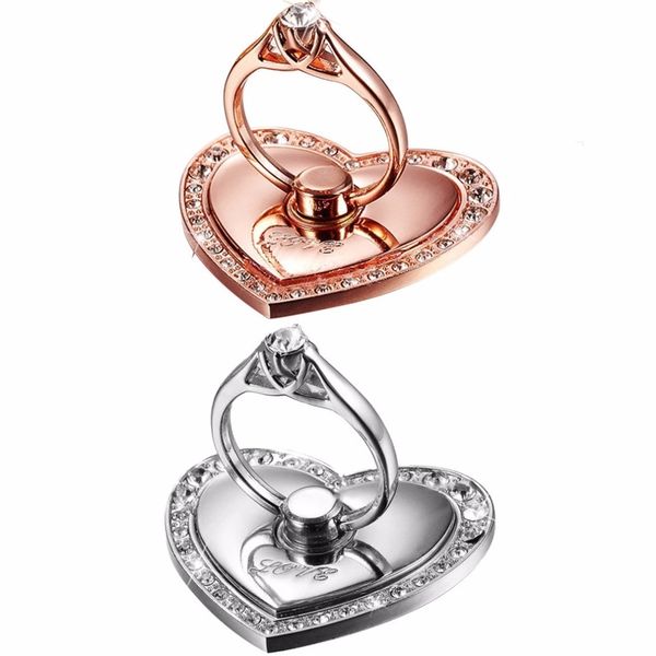 

unique ring mobile phone holder diamond stand metal love lazy support romantic design