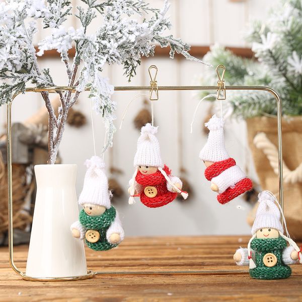 

pair mini knitted buttons doll pendant ornament christmas tree hanging decoration