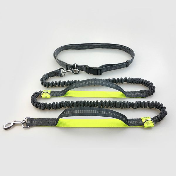 

hands-pet dog cat running jogging padded waist reflective belt elastic strap perfect training leash set