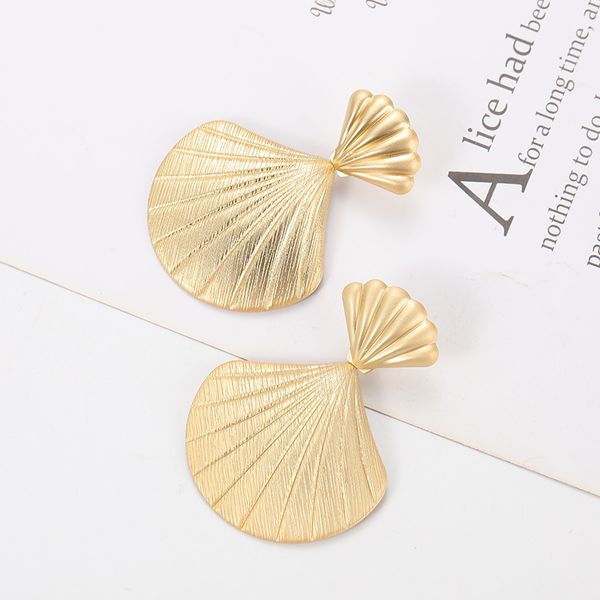 

vintage textured ginkgo earrings for women 2020 gold color shell brushed matte earrings girl party jewelry accessories, Golden;silver
