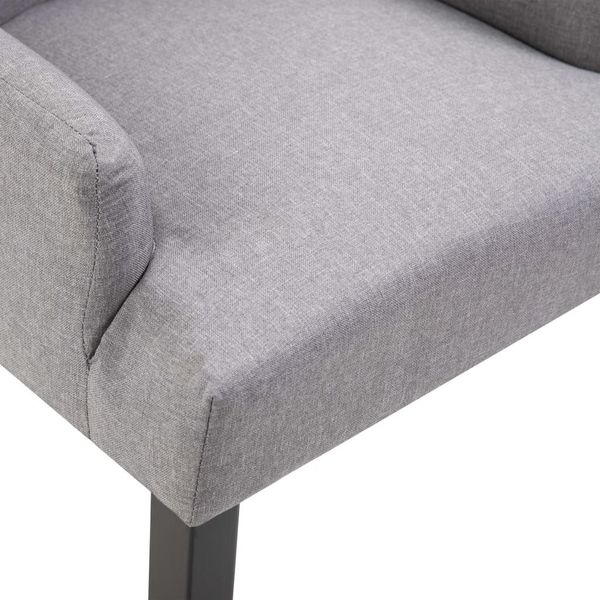 

dining chair with armrests in light gray fabric patio benches