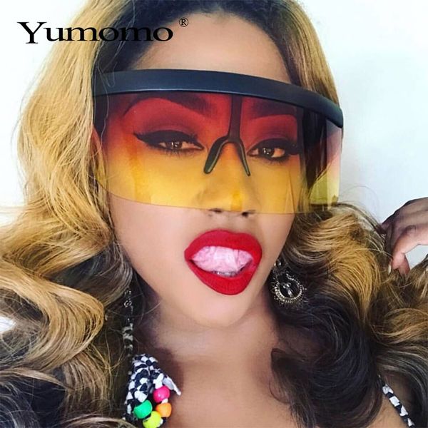 

fashion gradient sunglasses women men brand design goggle sun glasses big frame shield visor men windproof glasses uv400, White;black