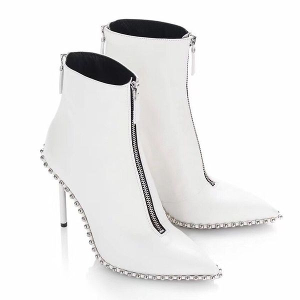 

pointed toe ankle rivets boots fashion fall winter womens martin boot, Black