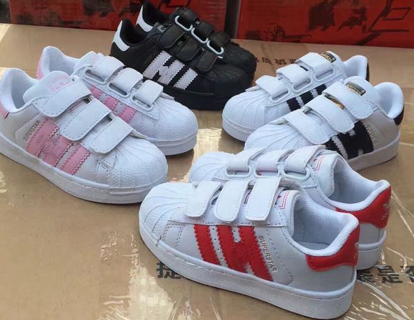 

2019 stan smith sneakers casual leather children shoes sports jogging shoes kid's classic flats shoes superstar for kids, Black