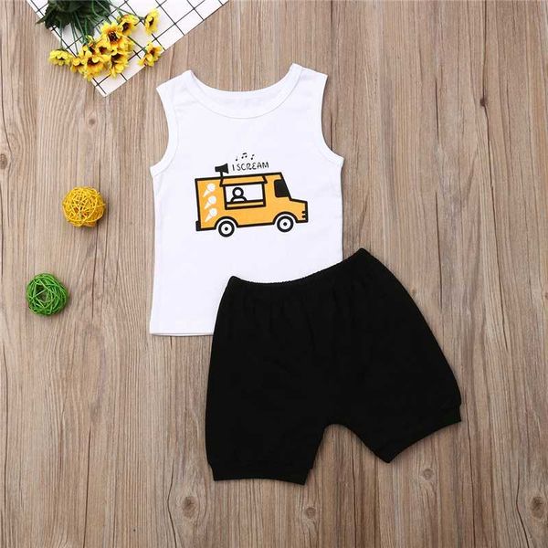 

2020 fashion newborn infant baby boys girl sportswear cute cartoon pattern vest shorts summer casual 2pcs outfit set, Black;blue
