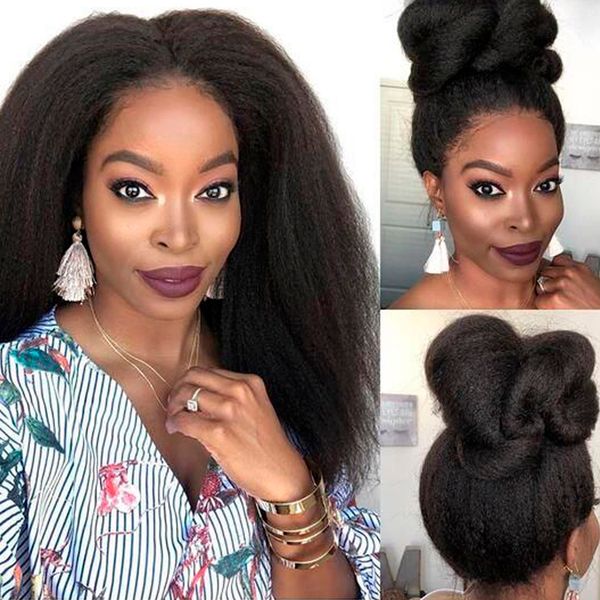 

kinky straight 360 фронтальных пачки бразильских волос плетение связка с закрытием человеческих 3 волос пучки с фронтальным закрытием remy b, Black;brown