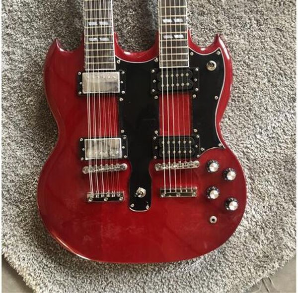 

бесплатная доставка заводская высококачественная 12-струнная + 6-струнная двухголовочная электрогитара, 100% оригинальное изображение