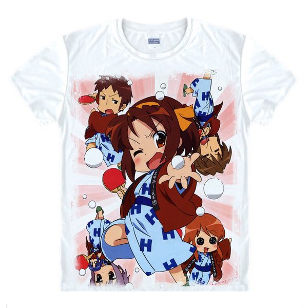 

anime shirt the melancholy of haruhi suzumiya t-shirts multi-style short suzumiya haruhi cosplay motivs shirts tee-style141-no14, White;black