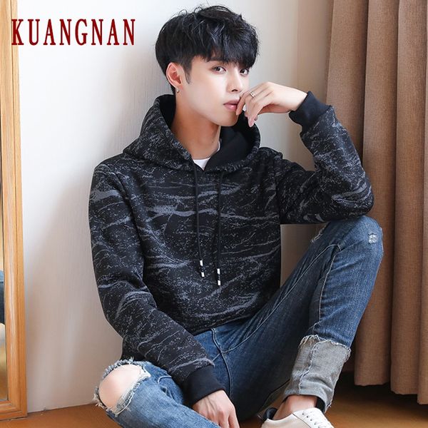 

kuangnan thick hoodie men japanese streetwear mens hoodies hip hop hoody sweatshirt men hoodies sweatshirts xxxl 2019 autumn new, Black