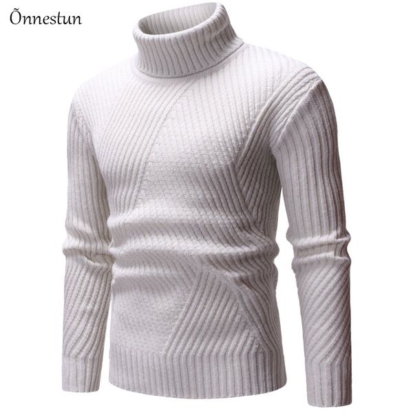 

onnestun pullover knitting sweaters men autumn winter new slim warm turtleneck sweater men fashion casual simple sweater, White;black