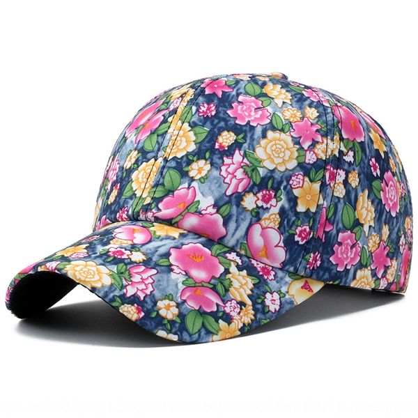 

summer sunscreen baseball floral baseball women's flower stamp cap sun-proof hat fashionable cap, Blue;gray