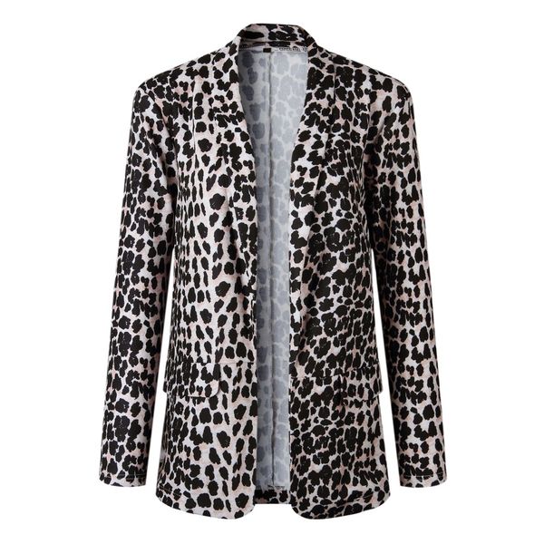 

zogaa women jacket leopard thin jacket snake print long sleeve coat elegant women open stitch outwear overcoat blazer suit, Black;brown
