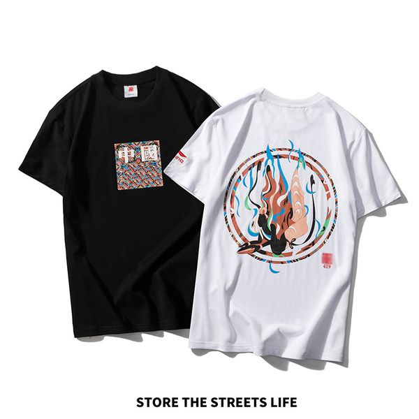 

2020 fashion selling chinese tide brand designer luxury sports t-shirt summer hip-hop tees men women tshirts, White;black