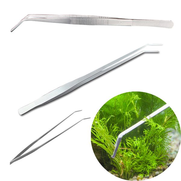 

stainless steel rhinestone tweezers scissors aquarium live plant tank shrimp tank curve tweezer cleaning tools 27/38cm