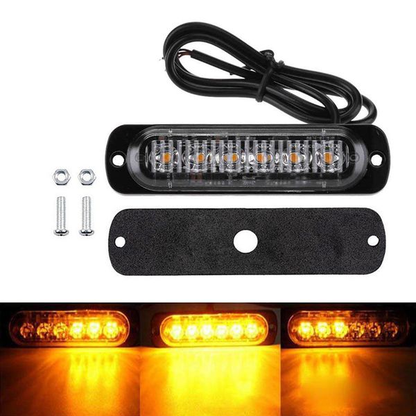 

2x 12/24v 6 led car bulbs truck emergency warning led strobe side marker light for auto trailer signal tail