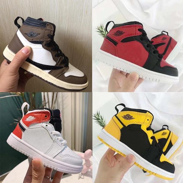 

traviss scotts 1s children детская баскетбольная обувь дизайнер mid cactus jack кроссовки детская спортивная обувь мальчик девочка малыш тре, Black