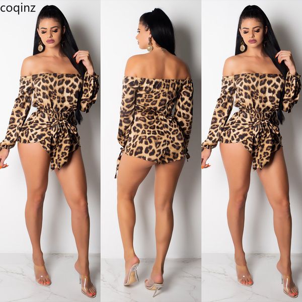 

summer 2019 plus size bodycon jumpsuit women rompers womens leopard jumpsuits body woman off shoulder overalls mono mujer k8636, Black;white