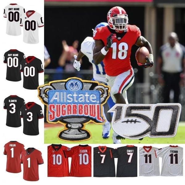 

custom georgia bulldogs 2019 uga football any name number jersey blankenship fromm swift pickens zamir bennett white red black ncaa 150th