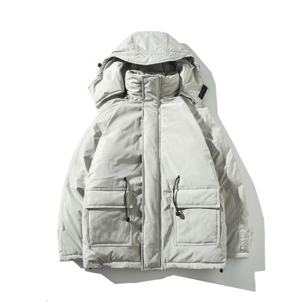 

зимняя куртка мужчины теплой толстой parka мужчина мода сплошного цвет вскользь с капюшоном пальто людей дикой сыпучие большого кармана курт, Black