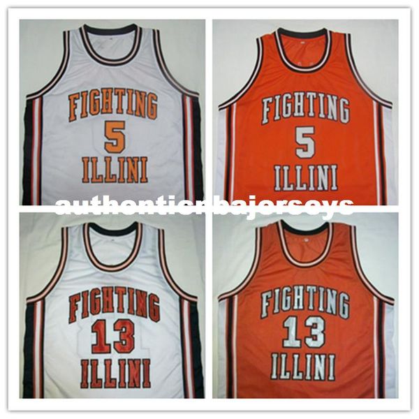 

custom deron williams kendall gill illinois orange away white basketball jersey embroidery stitched customize any size and name, Black;blue