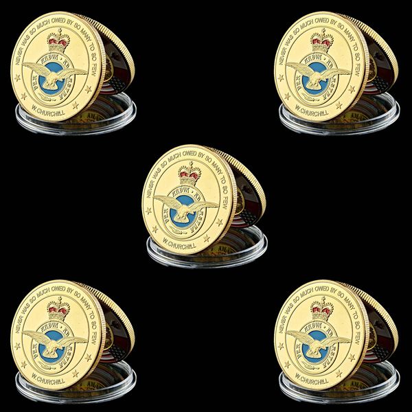 

5pcs challenge coin luxembourg royal air force soldier retired 1oz gold plated coin military commemorative coin