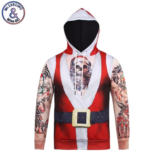 

мужская дизайнерская рождественская 3d цифровая печать новогодняя одежда особенности свитер с капюшоном, Black