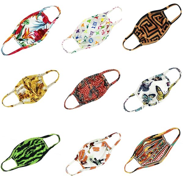 

designer printed face masks mask washable dustproof riding cycling flower print fashion masks for men and women shipping #519, Black