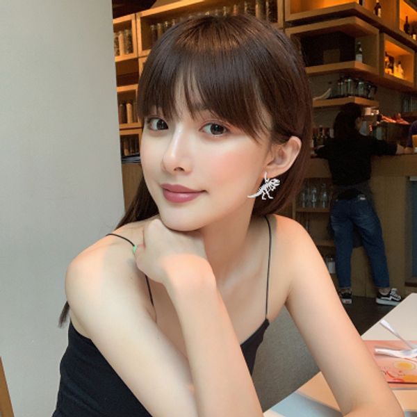 

wholesale- asymmetric silver rexy bone earrings, Golden