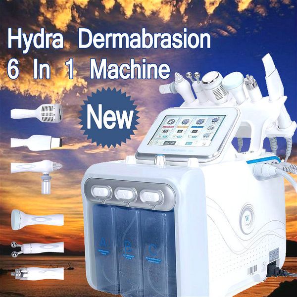 

new arrival 6 in 1 aqua hydra facial water dermabrasion h2 o2 oxygen spray with rf bio lifting spa facial skin deep cleansing machine