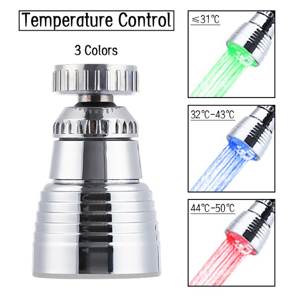 

useful 360 degree rotation color automatical rgb shower hydroelectric power temperature sensor light water tap glow led faucet