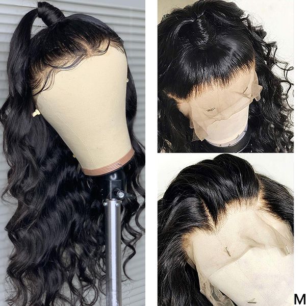 

deep part 13x6 13x4 lace front human hair wigs pre plucked hd transparent lace brazilian body wave remy 360 lace frontal wig, Black