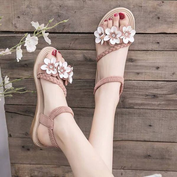 

fairy style sandals students 2020 summer new women's shoes korean wild beach shoes flat-bottomed thick roman, Black