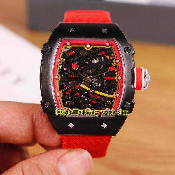 

r limit version rm 67-02 skeleton dial automatic mechanical 28800 vph rm67-02 mens watch pvd black case nylon strap luxury designer watches, Slivery;brown