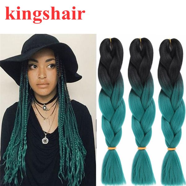 2020 24 Inch Jumbo Box Braids Crochet Braid Hair Ombre Green