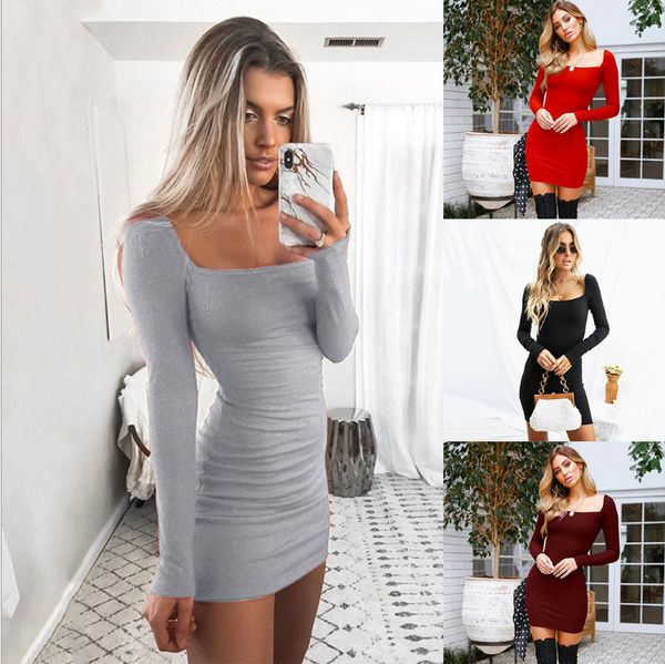 

clothing owlprincess 2018 new style long sleeve slim fit sheath dress autumn women's dress, Black;gray