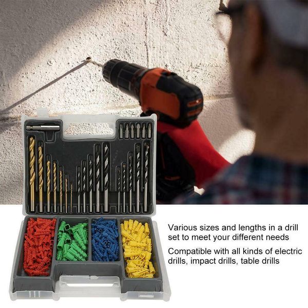 

300x speed steel twisted drill impact wood drill bit plastic expansion tube set