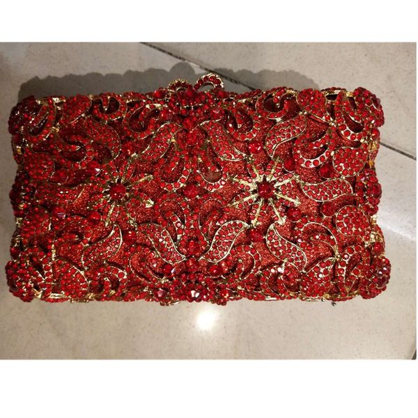 

latest crystal clutch evening bag for women metal floral rhinestone wedding party clutch evening bags bridal shoulder bag chain
