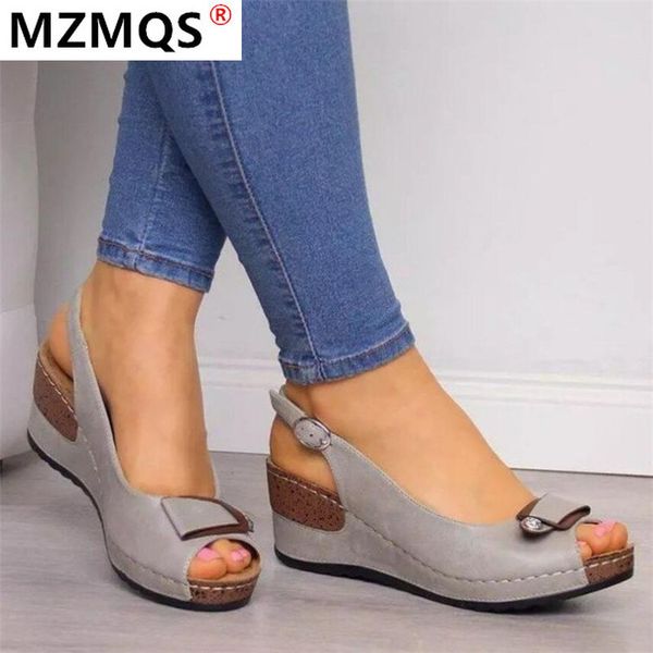 

2020 women rome casual sandals women wedges sandals buckle strap open toe fish mouth summer shoes zapatos de mujer, Black